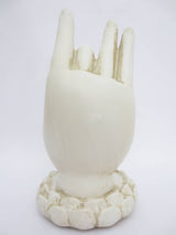 Witte Boeddha hand wierook/theelichthouder