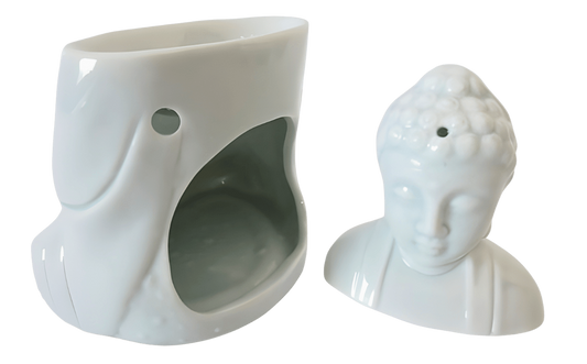 Witte meditatie Boeddha oliebrander luxe