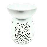 White Oil Burner with Owl &amp; Stars 11 cm