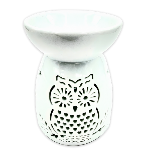 White Oil Burner with Owl &amp; Stars 11 cm