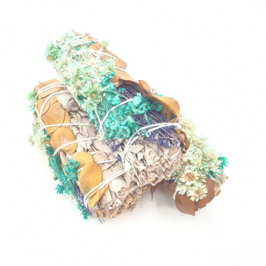 White Sage &amp; Eucalyptus &amp; Verbascum Smudge 12cm (3 x 30-40 grams)