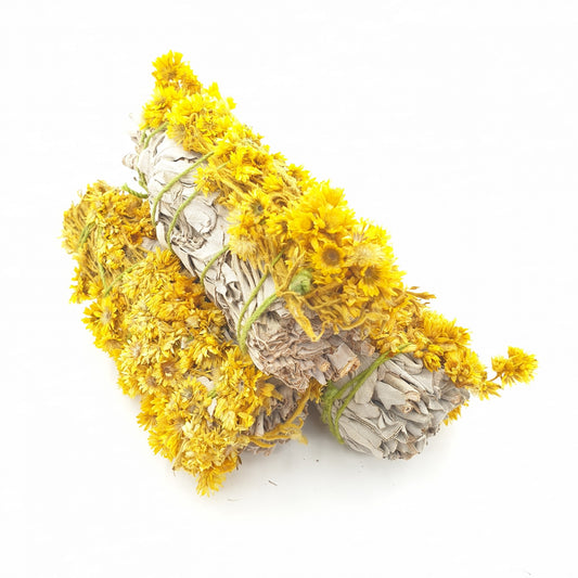 White Sage &amp; Verbascum Yellow Smudge 12cm (3 x 40-50 grams)