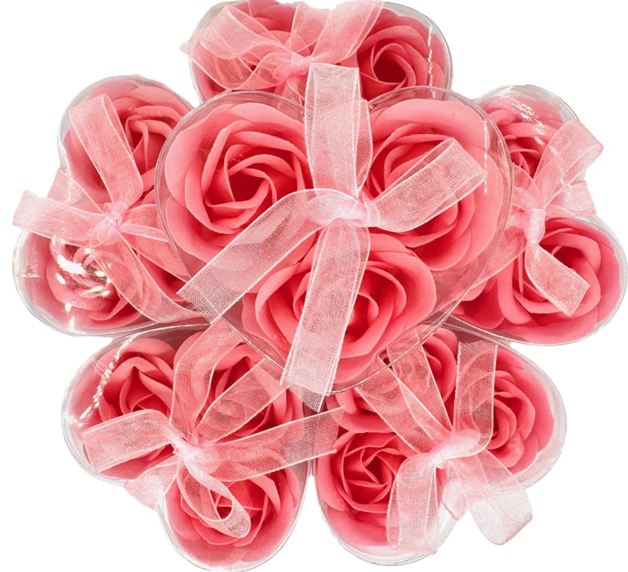 Romantic Rose Shaped Pink Soap - 12 pieces