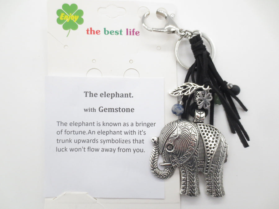 Wholesale Metal Elephant Keychain with Black Tassels