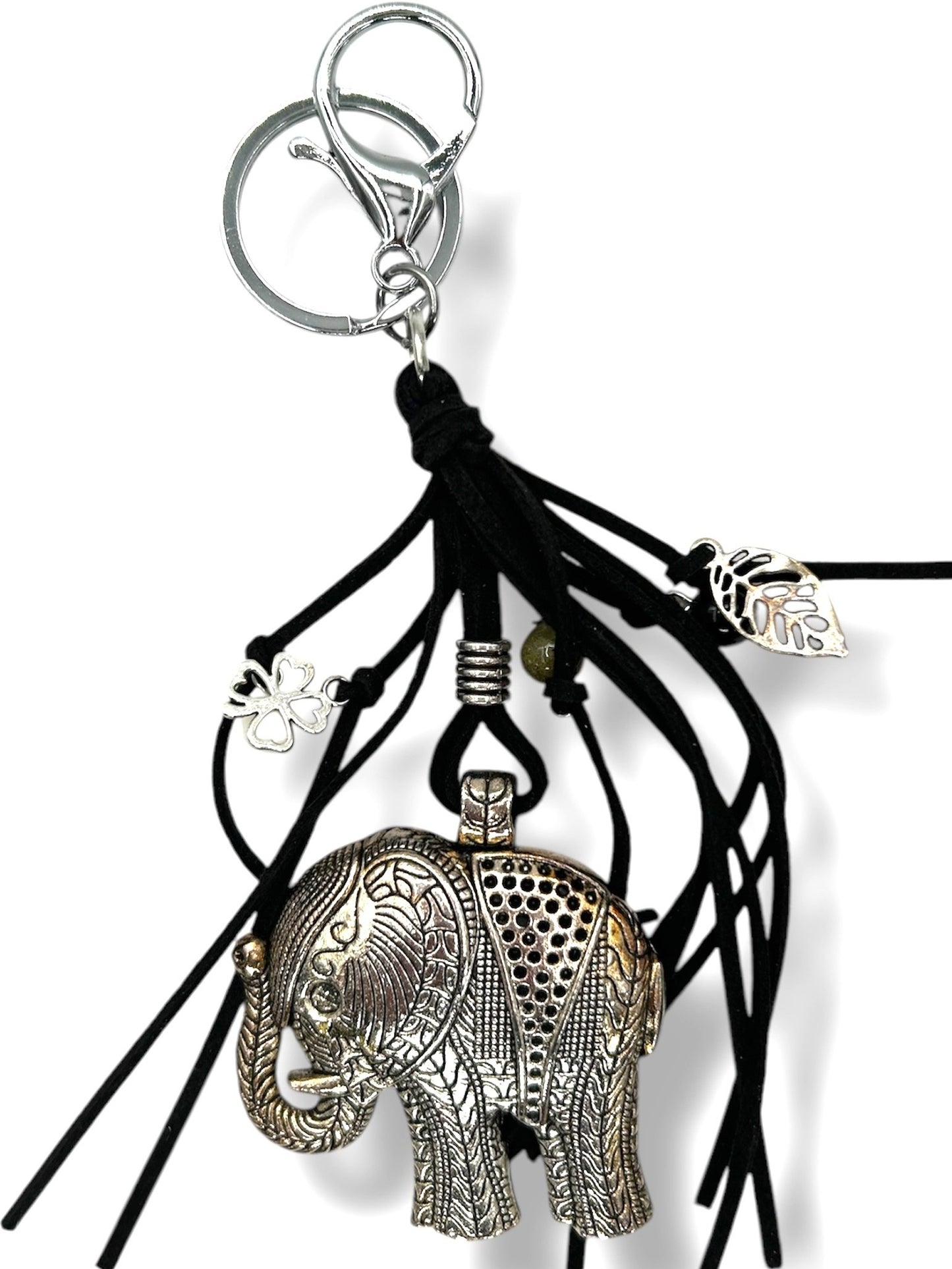 Groothandel Metalen Olifant Sleutelhanger met Zwarte Kwastjes