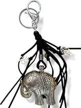 Wholesale Metal Elephant Keychain with Black Tassels