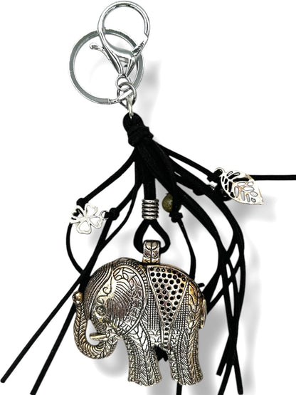 Groothandel Metalen Olifant Sleutelhanger met Zwarte Kwastjes