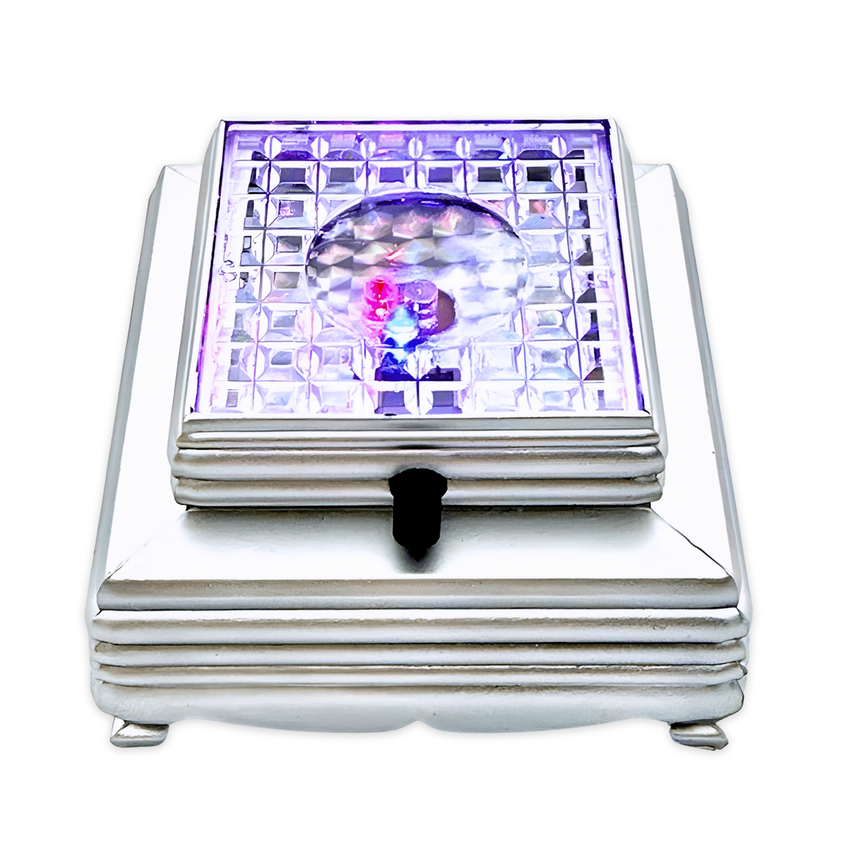 Zilverkleurige lichtvoet voor kristallen – 8 cm