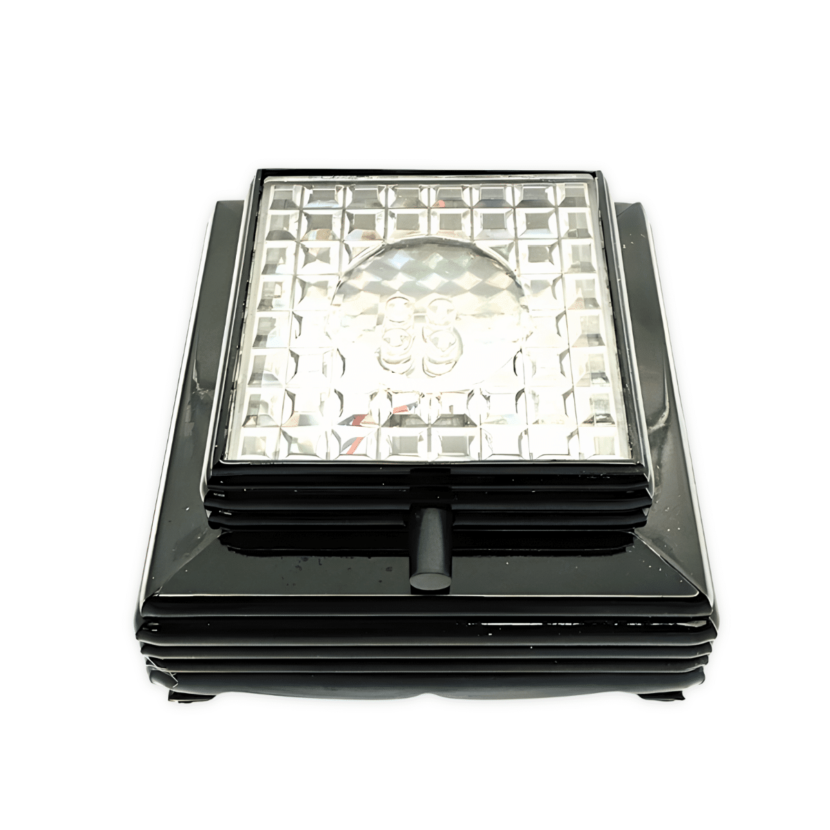 Zwart gekleurd lichtvoet voor kristallen – 8 cm