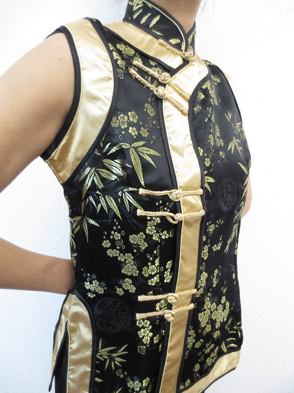 black with gold ladies tops