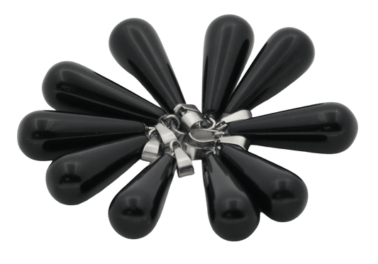 Black Onyx Teardrop Pendant (10pcs)